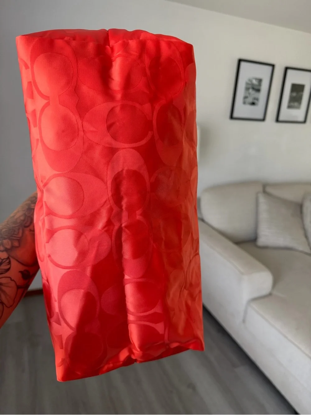 Coach Weekender Red Orange Tote Bag with Zip Pouch
